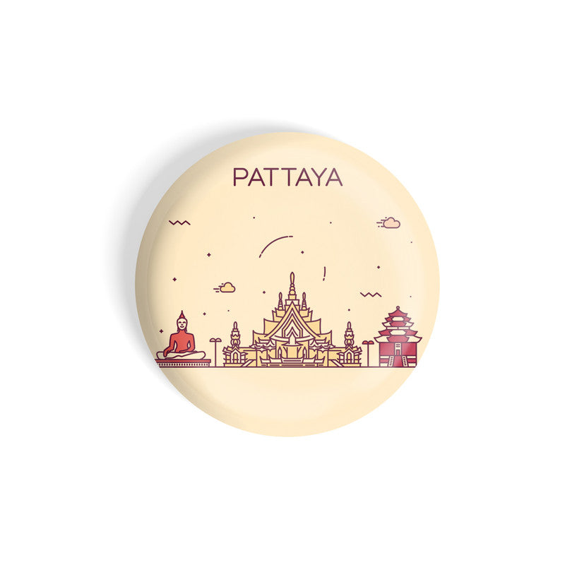 dhcrafts Round Fridge Magnet Brown Color Pattaya Glossy Finish Design Pack of 1 (58 mm)